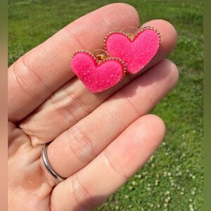 Druzy Heart Stud Earrings